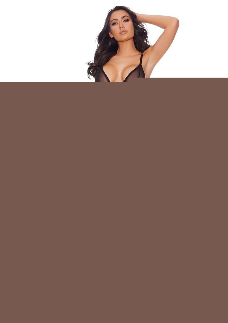 Barely Bare Crotchless Mesh Teddy - Black - One Size