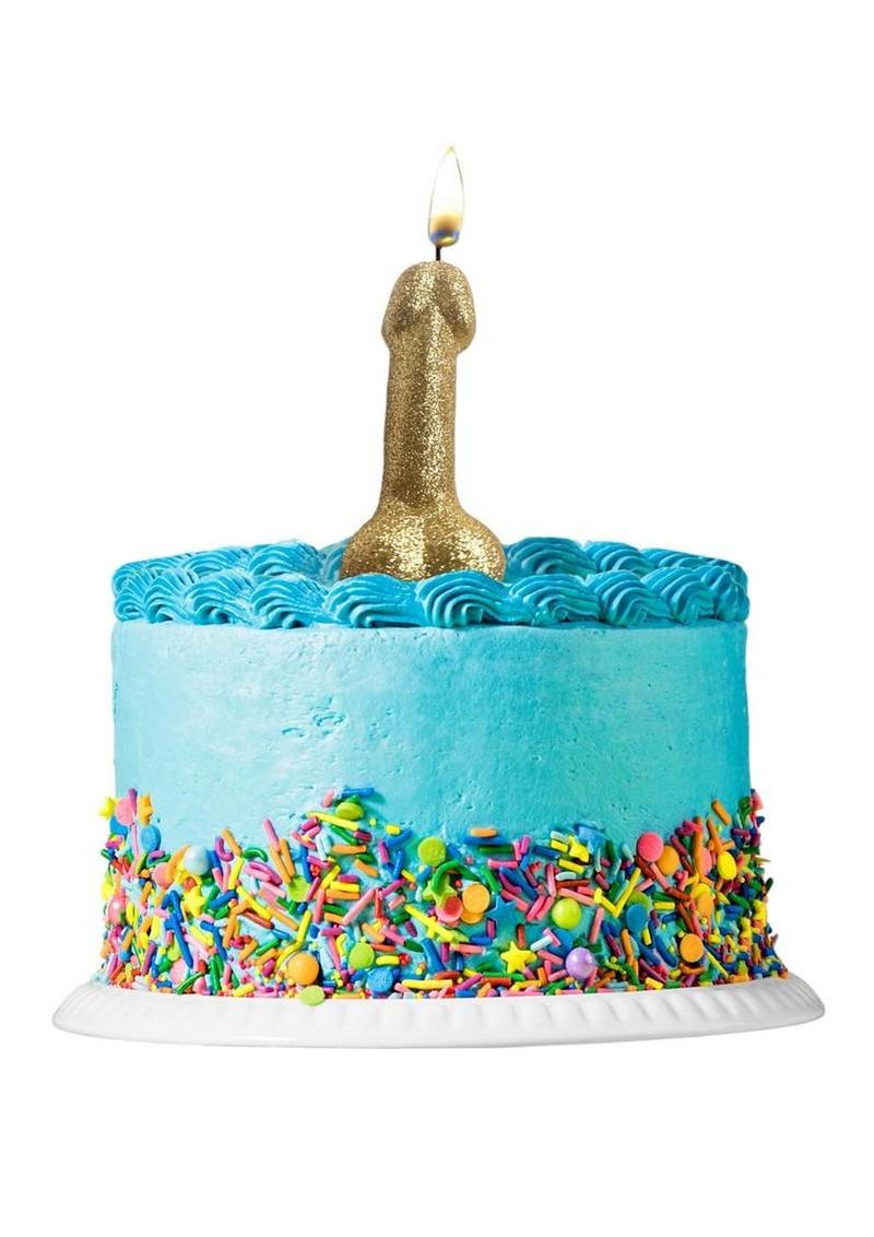 Glitterati Penis Candle - Gold Glitter - Gold