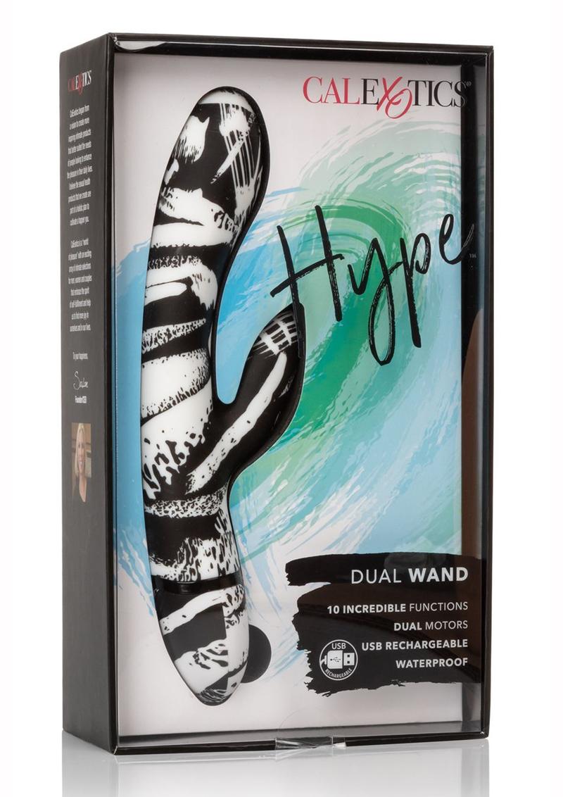 Hype Dual Wand USB Rechargeable Vibrator Waterproof - Black/Multicolor/White