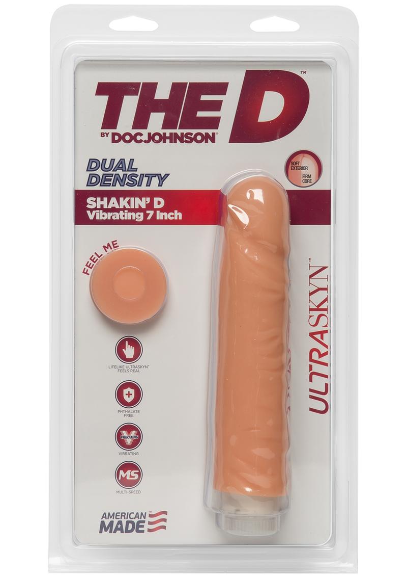 The D Shakin D Ultraskyn Vibrating Dildo - Flesh/Vanilla - 7in