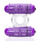 4b Double Wammy Silicone Rechargeable Dual Vibrating Couples Cock Ring - Grape