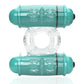 4b Double Wammy Silicone Rechargeable Dual Vibrating Couples Cock Ring - Green/Kiwi