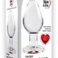 Adam and Eve Red Heart Gem Glass Anal Plug - Red - Large