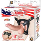 All American Whoppers Curved Dildo with Balls and Universal Harness - Flesh/Vanilla - 5in