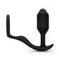 B-Vibe Snug and Tug Silicone Cock Ring and Anal Plug - Black