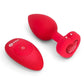 B-Vibe Vibrating Heart Shape Jewel Rechargeable Silicone Anal Plug with Remote - Red - Large/Medium