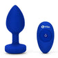 B-Vibe Vibrating Jewel Plug Rechargeable Silicone Anal Plug with Remote - Navy Blue - Large/XLarge