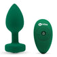 B-Vibe Vibrating Jewel Plug Rechargeable Silicone Anal Plug with Remote - Emerald/Green - Large/Medium
