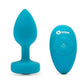 B-Vibe Vibrating Jewel Plug Rechargeable Silicone Anal Plug with Remote - Teal - Medium/Small