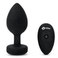 B-Vibe Vibrating Jewel Plug Rechargeable Silicone Anal Plug with Remote - Black - XXLarge