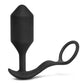 B-Vibe Vibrating Snug and Tug Rechargeable Silicone Cock Ring Andamp; Anal Plug - Black - XLarge