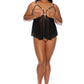 Barely Bare Cupless Babydoll and Open Thong - Black - Plus Size/Queen