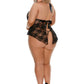 Barely Bare Flower Lace Babydoll with Thong
