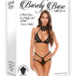 Barely Bare Mesh Bra and Panty Set with Lace Choker - Black - One Size - 2pc