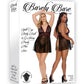 Barely Bare Split Cup Babydoll and G-String Panty - Black - Plus Size/Queen