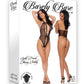 Barely Bare Split Front Thong Teddy - Black - One Size