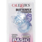 Basic Essentials Butterfly Enhancer Vibrating Cock Ring with Clitoral Stimulation - Blue/Pink