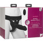 Body Extensions Be Naughty Silicone Strap-On Rechargeable Vibrating Harness with 2 Hollow Dildos and Remote - Black - 7.5in/7in - 4 Piece Set