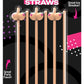 Boobylicious Boobie Party Straws - Flesh/Tan - 6 Per Pack
