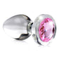 Booty Sparks Pink Gem Glass Anal Plug - Clear/Pink - Large