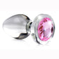 Booty Sparks Pink Gem Glass Anal Plug - Pink - Medium