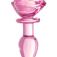Booty Sparks Pink Rose Glass Anal Plug - Pink - Small