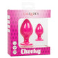 Cheeky Silicone Textured Anal Plugs - Pink - Large/Small - Set Of 2