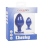 Cheeky Silicone Textured Anal Plugs - Blue/Purple - Large/Small - Set Of 2