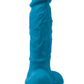 Colours Pleasures Silicone Vibrating Dildo with Balls - Blue - 5in