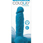 Colours Pleasures Silicone Vibrating Dildo with Balls - Blue - 5in