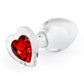 Crystal Desires Red Heart Glass Anal Plugs - Red - Medium