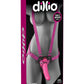 Dillio Strap-On Suspender Harness Set with Silicone Dildo - Pink - 7in