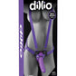 Dillio Strap-On Suspender Harness Set with Silicone Dildo - Black/Purple - 7in