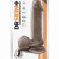 Dr. Skin Plus Thick Posable Dildo with Balls - Chocolate - 9in