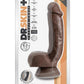 Dr. Skin Plus Thick Posable Dildo with Squeezable Balls - Chocolate - 8in