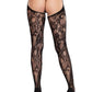 Eyelet Rose Lace Crotchless Tights with Cheeky Open Back