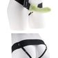 Fetish Fantasy Series For Him Or Her Vibrating Hollow Strap-On Dildo and Adjustable Harness with Remote Control - Glow In The Dark - 6in