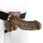 Fetish Fantasy Series Hollow Strap-On Dildo with Balls and Stretchy Harness - Chocolate - 7in