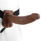 Fetish Fantasy Series Hollow Strap-On Dildo with Balls and Stretchy Harness - Chocolate - 9in