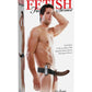 Fetish Fantasy Series Vibrating Hollow Strap-On Dildo and Adjustable Harness with Remote Control - Chocolate - 8in