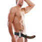 Fetish Fantasy Series Vibrating Hollow Strap-On Dildo and Adjustable Harness with Remote Control - Chocolate - 8in