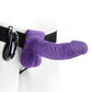 Fetish Fantasy Series Vibrating Hollow Strap-On Dildo with Balls and Harness with Remote Control - Purple - 7in