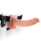 Fetish Fantasy Series Vibrating Hollow Strap-On Dildo with Balls and Harness with Remote Control - Vanilla - 9in
