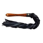 Fetish Play Wooden Handle Flogger Vegan Leather - Black