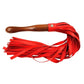 Fetish Play Wooden Handle Flogger Vegan Leather - Red