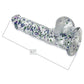 Glittergasm Realistic Clear Dildo with Balls and Suction Cup - Blue/Purple/Violet Glitter
