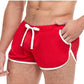 Goal Line Side Split Mesh Booty Shorts - Red - Medium/Small