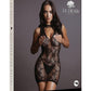High Neck Lace Mini Dress - Black - One Size