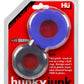 Hunkyjunk Cog Silicone Cock Ring - Assorted Colors/Black/Blue - 2 Pack