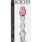 Icicles No. 12 Beaded Flower Glass Dildo - Clear/Pink - 7.25in